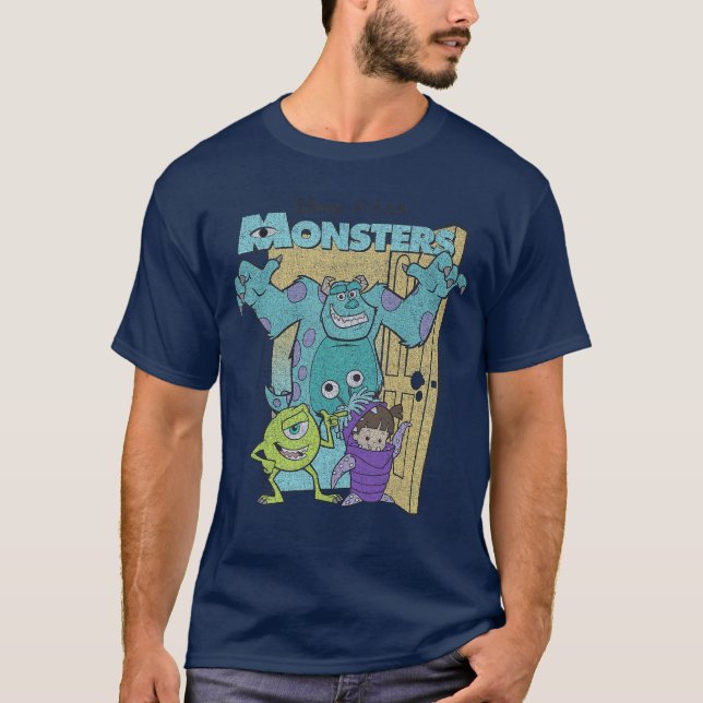 Disney Pixar Monsters Inc Mike Sully Boo Group Pos T-Shirt (Front)