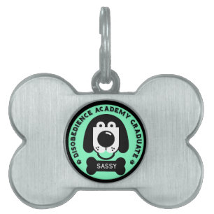 Disobedience Dog School Funny Pet ID Tag