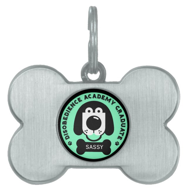 Disobedience Dog School Funny Pet ID Tag (Front)