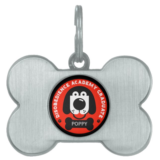 Disobedience Dog School Funny Pet ID Tag (Front)