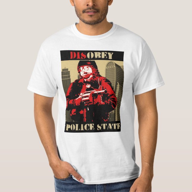 disobey the police state by Irate T-Shirt (Front)