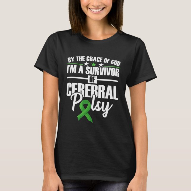 Disorder Green Ribbon Disability CP Cerebral Palsy T-Shirt (Front)