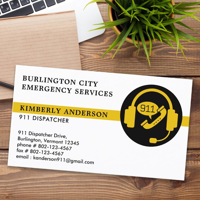 Dispatcher 911 Emergency Custom Professional Logo Business Card (Creator Uploaded)