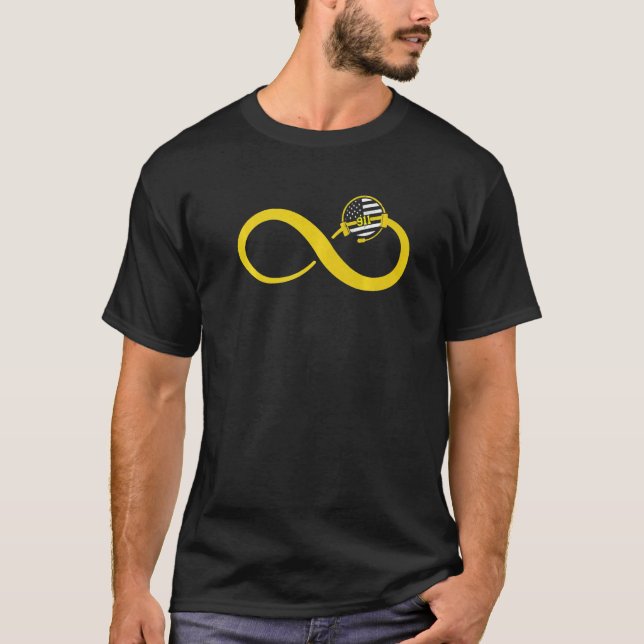 Dispatcher 911 Operator Infinity Thin Yellow Line  T-Shirt (Front)