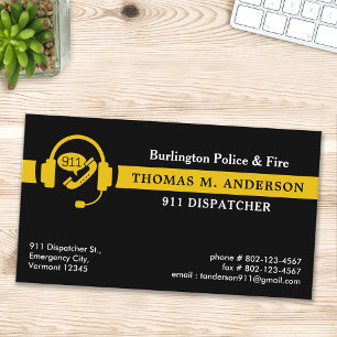 Dispatcher Custom Thin Gold Line Emergency Logo Business Card