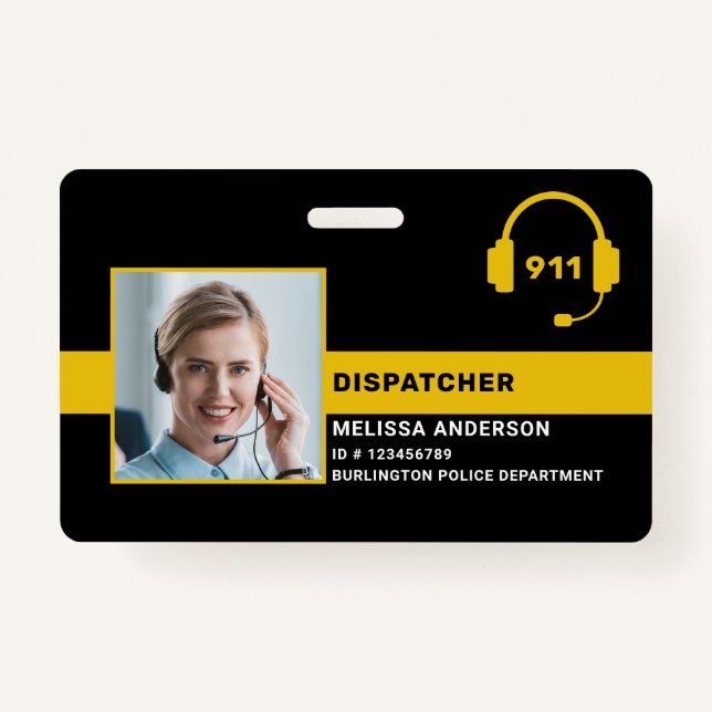 Dispatcher Personalised Photo Thin Gold Line ID ID Badge (Front)