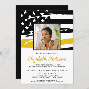 Dispatcher Retirement Custom Photo Thin Gold Line Invitation