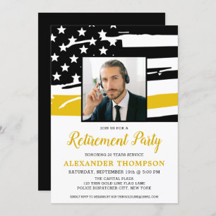 Dispatcher Retirement Personalised Photo Gold Flag Invitation