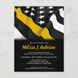 Dispatcher Retirement Personalised Thin Gold Line Invitation Postcard