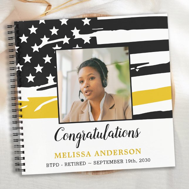Dispatcher Retirement Thin Gold Line Photo Guest Notebook (Creator Uploaded)