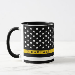 Dispatcher Styled American Flag Custom Name Mug