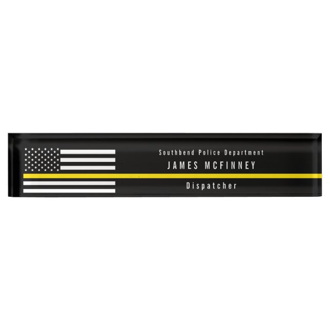 Dispatcher Thin Yellow Line American Flag Monogram Nameplate (Front)
