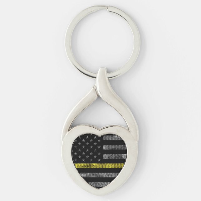 Dispatcher Thin Yellow Line Flag Key Ring (Front)