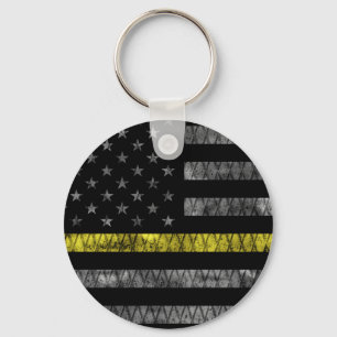 Dispatcher Thin Yellow Line Flag Key Ring