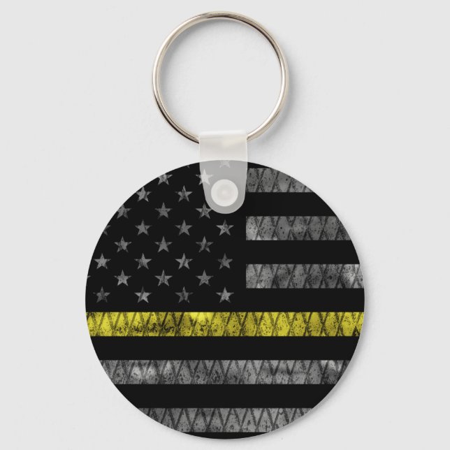Dispatcher Thin Yellow Line Flag Key Ring (Front)