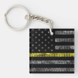 Dispatcher Thin Yellow Line Flag Key Ring