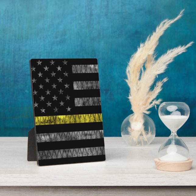 Dispatcher Thin Yellow Line Flag Plaque (Side)