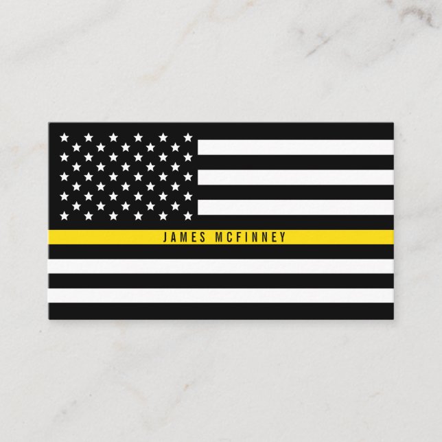 Dispatcher Thin Yellow Line Flag Professional Business Card (Front)