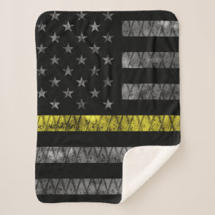 Dispatcher Thin Yellow Line Flag Sherpa Blanket