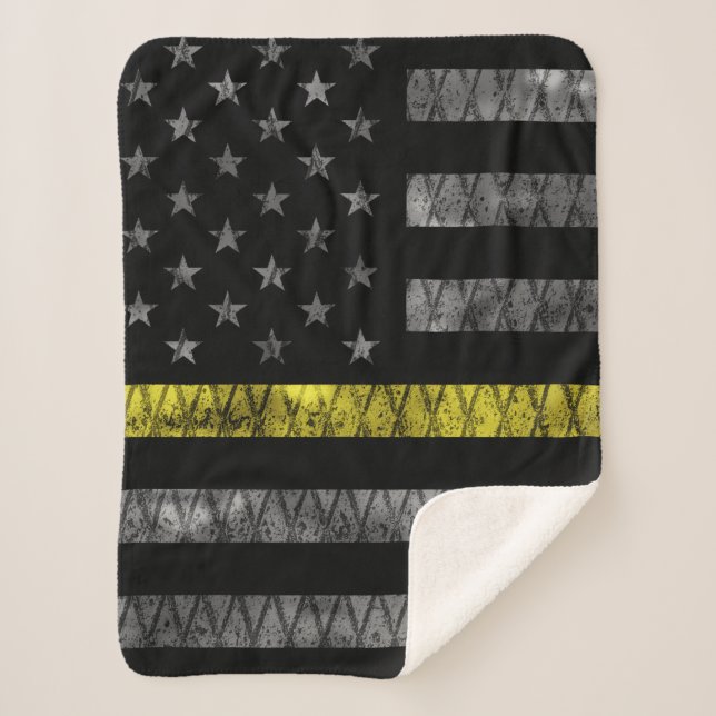 Dispatcher Thin Yellow Line Flag Sherpa Blanket (Front)