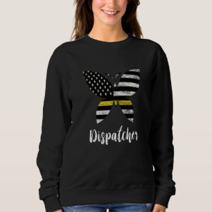 Dispatcher Usa America Flag Butterfly Freedom 911 Sweatshirt