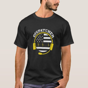 Dispatcher Usa Flag Pulse Line Headset Thin Yellow T-Shirt
