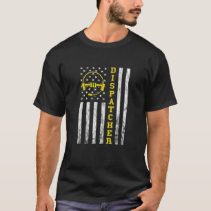 Dispatcher Vintage America USA Flag Headset 911 Op T-Shirt