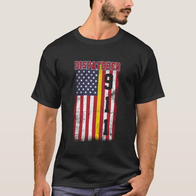 Dispatcher With The American Flag T-Shirt (Front)