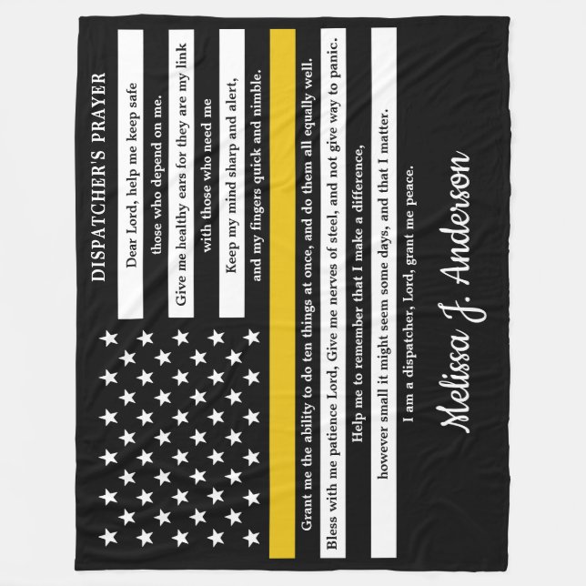 Dispatchers Prayer Personalised Thin Gold Line Fleece Blanket (Front)