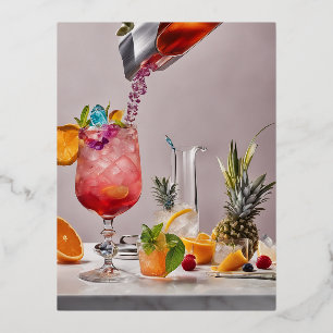 Display a mesmerising cocktail foil holiday postcard
