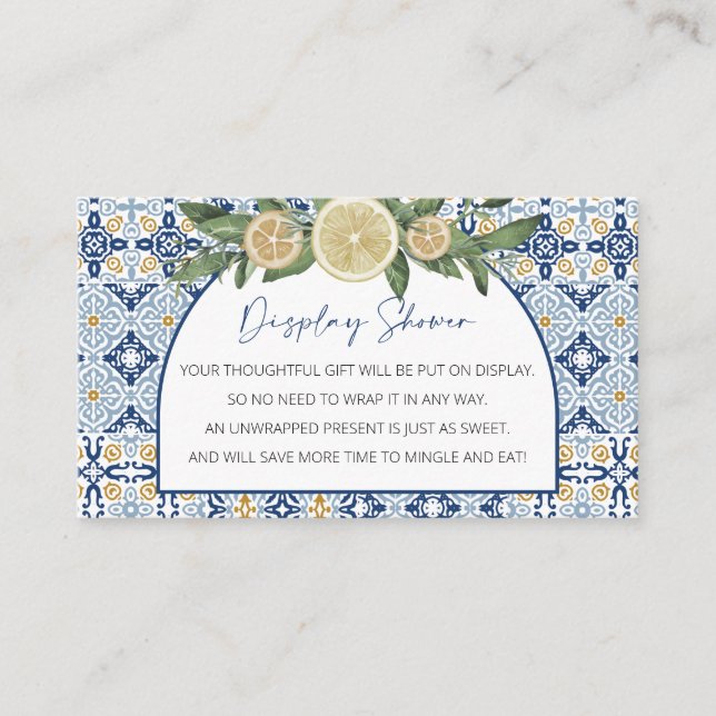 Display Baby Shower, Unwrapped Italian Theme Mini  Enclosure Card (Front)