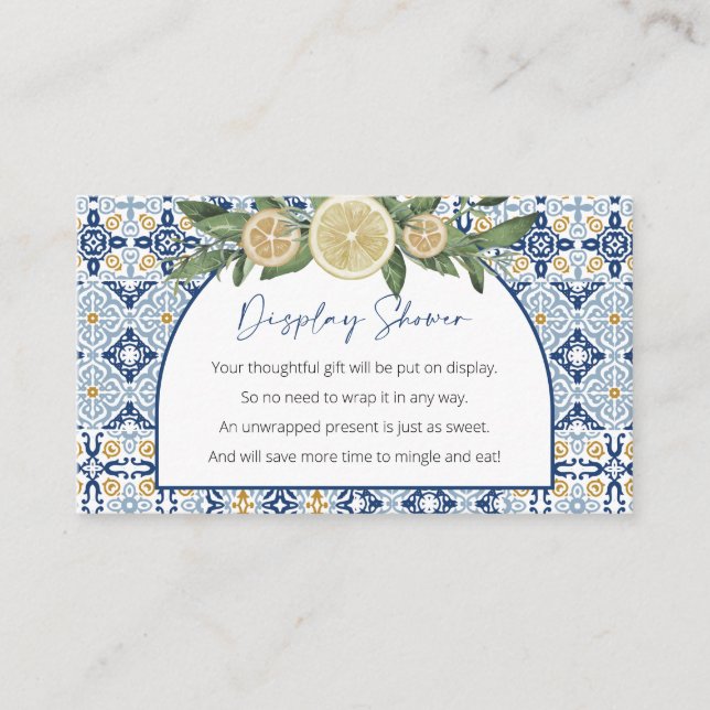 Display Baby Shower, Unwrapped Italian Theme Mini  Enclosure Card (Front)