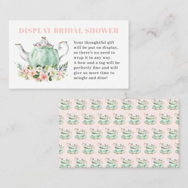 Display Bridal Shower Tea Party Enclosure Card (Front/Back)
