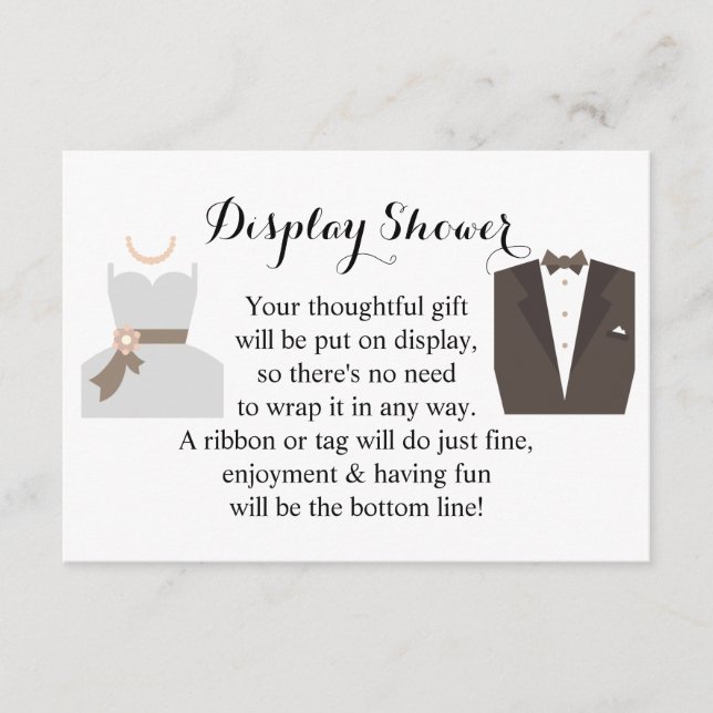 Display Bridal Wedding Shower Bride & Groom Enclosure Card (Front)