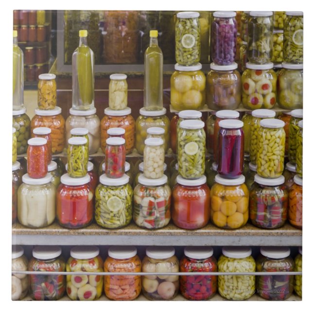 Display of pickled fruits and vegetables. tile (Front)