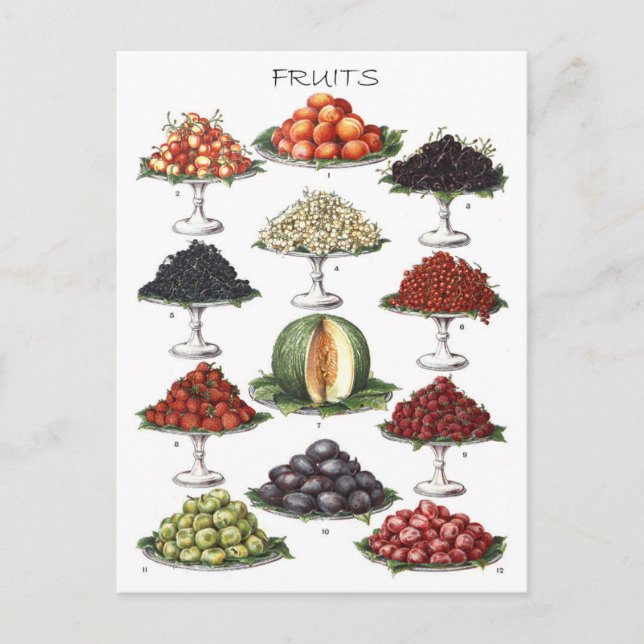 Display of Various Fruits on Platters Postcard (Front)
