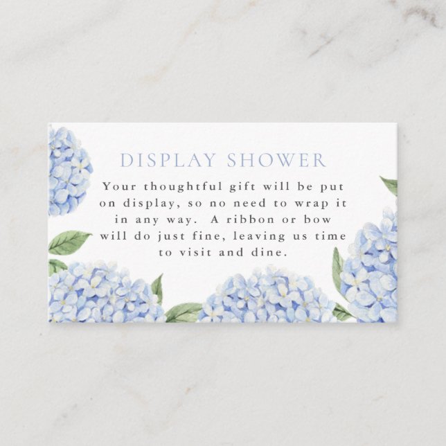 Display Shower, Blue Hydrangea Enclosure Card (Front)