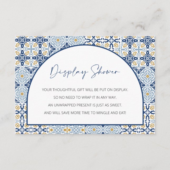 Display Shower, Capri Baby Shower, Italian Theme  Enclosure Card (Front)
