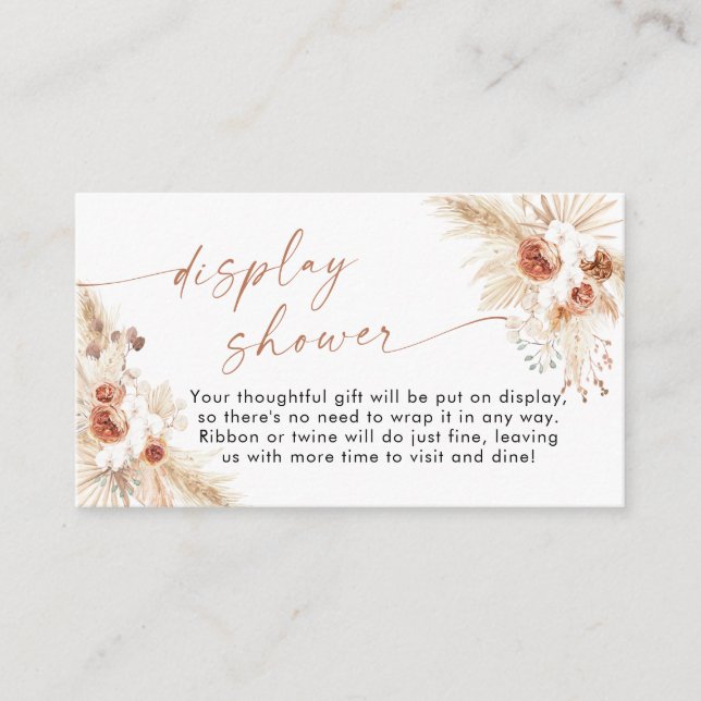 Display Shower Card | Boho Pampas Grass Insert (Front)