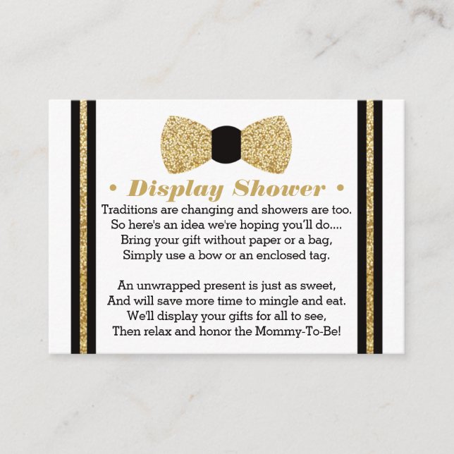 Display Shower Card, Little Man, Bow Tie Enclosure Card (Front)