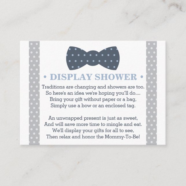Display Shower Card, Little Man, Bow Tie Enclosure Card (Front)