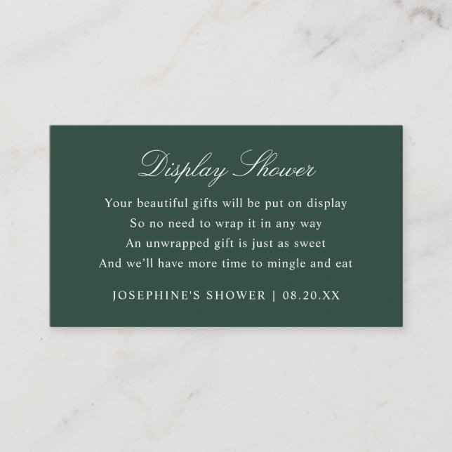 Display Shower Custom Colours Dark Green Enclosure Card (Front)