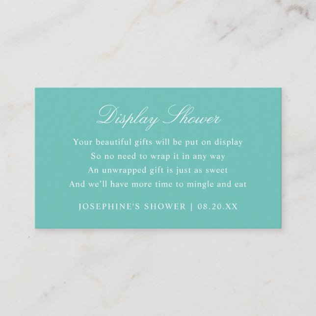 Display Shower Custom Colours Mint Enclosure Card (Front)