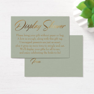 Display Shower Elegant Gold & Green Gift Tag Card