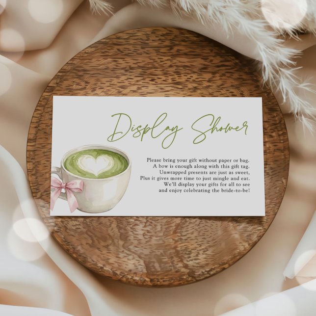 Display Shower Green Matcha Latte Bridal Shower Enclosure Card (Creator Uploaded)