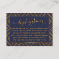 Display Shower Hearts Gold Script Gift Tag, Navy