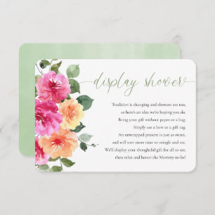 Display shower hot pink orange bright floral peony enclosure card