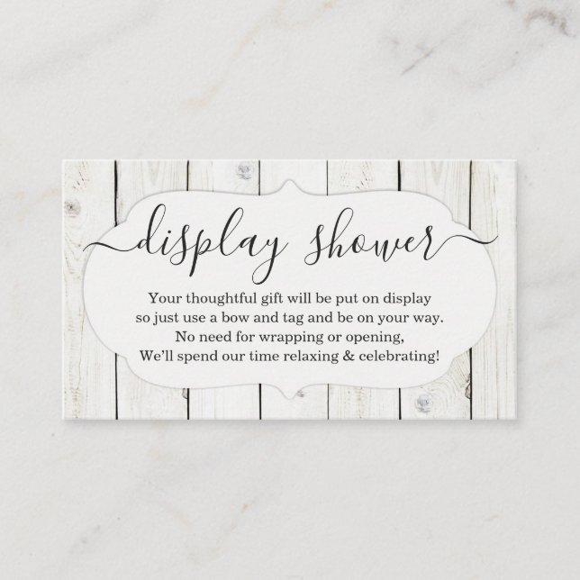 Display Shower Insert for Invitation - Rustic (Front)