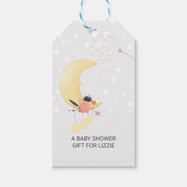 Display Shower Moon and Stars Personalised Gift Tags (Front)