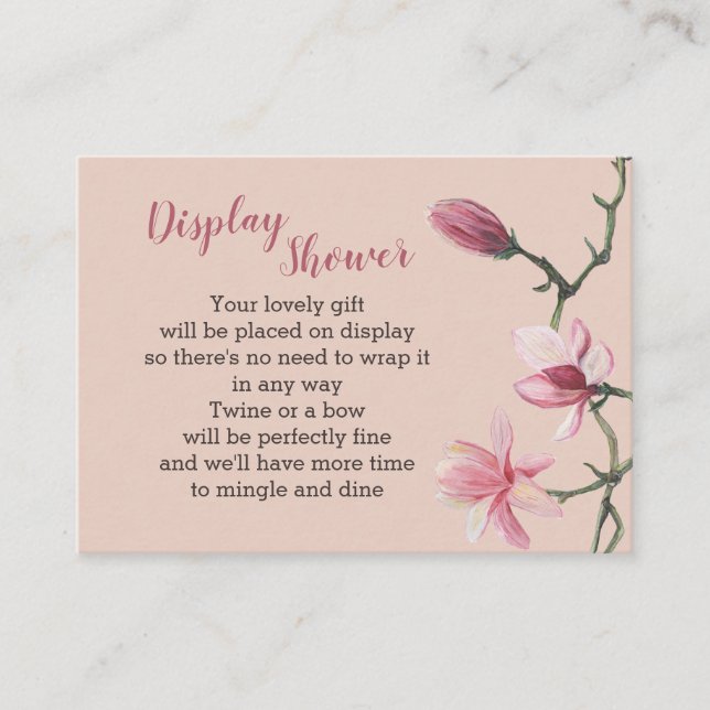 Display Shower Pink Magnolia Flowers Enclosure Card (Front)